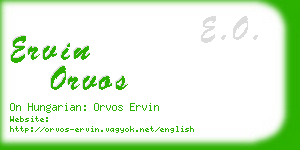 ervin orvos business card